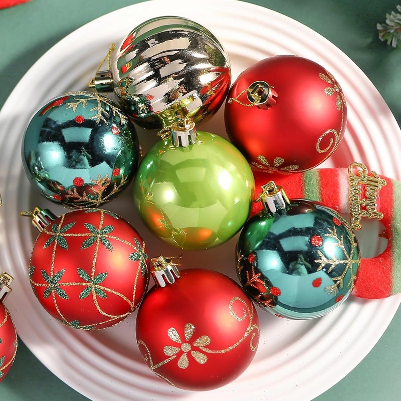 SHareconn 30ct 2.36 Inch Christmas Tree Balls Ornaments, Colored Shatterproof Plastic Decorative Baubles Decorations for Xmas Tree Decor Holiday Party Wedding Decoration (Red & Green Gold, 60mm) - Image 5
